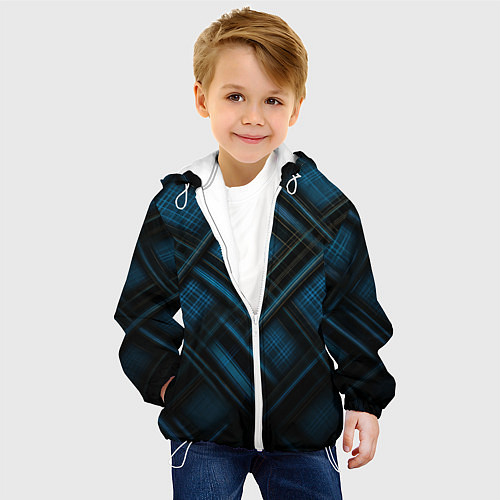 Детская куртка Тёмно-синяя шотландская клетка / 3D-Белый – фото 4