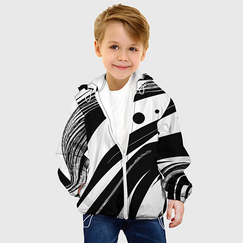 Детская куртка Abstract black and white composition / 3D-Белый – фото 4