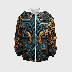 Куртка с капюшоном детская Асимметричный узор в скандинавском стиле, цвет: 3D-белый