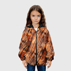 Куртка с капюшоном детская Деревянная обшивка, цвет: 3D-черный — фото 2