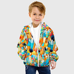 Куртка с капюшоном детская Кисти художника, цвет: 3D-белый — фото 2