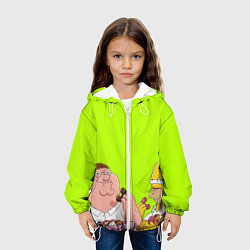 Куртка с капюшоном детская Питер и Гомер едят пончики зеленый, цвет: 3D-белый — фото 2