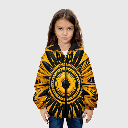 Детская куртка Желто-черный узор в африканском стиле / 3D-Черный – фото 3