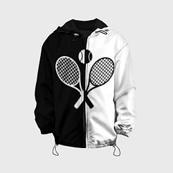 Куртка с капюшоном детская Теннис - чёрно белое, цвет: 3D-черный