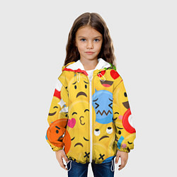 Куртка с капюшоном детская Смайлы разные эмоции, цвет: 3D-белый — фото 2