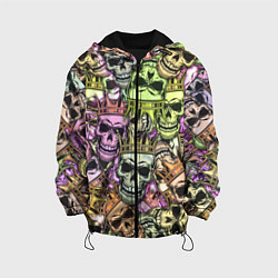 Детская куртка Разноцветные черепа с короной паттерн