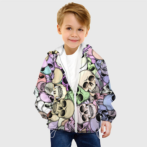 Детская куртка Разноцветные черепа паттерн / 3D-Белый – фото 4