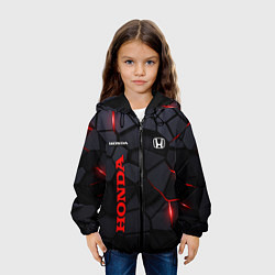 Куртка с капюшоном детская Honda черные плиты с эффектом свечения, цвет: 3D-черный — фото 2
