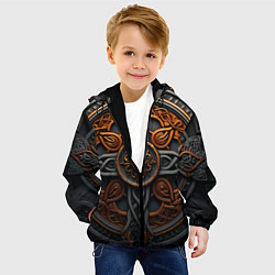 Куртка с капюшоном детская Орнамент в викингском стиле, цвет: 3D-черный — фото 2