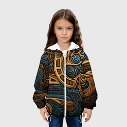 Куртка с капюшоном детская Паттерн в викингском стиле, цвет: 3D-белый — фото 2