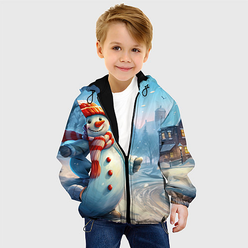 Детская куртка Снеговик новогодний / 3D-Черный – фото 4