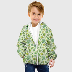 Куртка с капюшоном детская Акварельные листья с узором, цвет: 3D-белый — фото 2