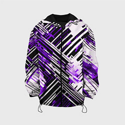 Куртка с капюшоном детская Киберпанк линии белые и фиолетовые, цвет: 3D-черный
