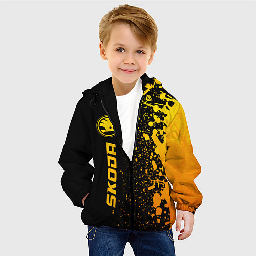 Детская куртка Skoda - gold gradient по-вертикали / 3D-Черный – фото 4