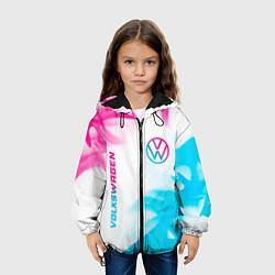 Куртка с капюшоном детская Volkswagen neon gradient style вертикально, цвет: 3D-черный — фото 2