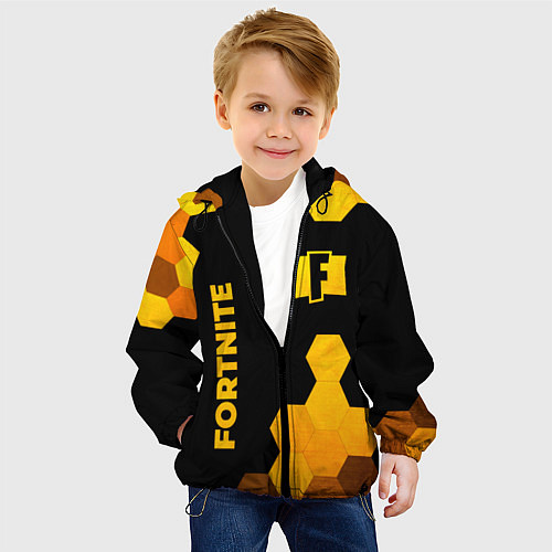 Детская куртка Fortnite - gold gradient вертикально / 3D-Черный – фото 4