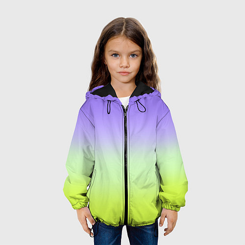Детская куртка Фиолетовый мятный и желто-зеленый градиент / 3D-Черный – фото 3