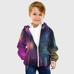 Куртка с капюшоном детская Цветные пиксели retro, цвет: 3D-белый — фото 2