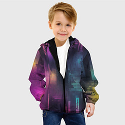 Куртка с капюшоном детская Цветные пиксели retro, цвет: 3D-черный — фото 2