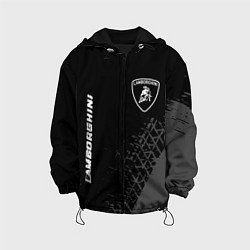 Куртка с капюшоном детская Lamborghini speed на темном фоне со следами шин ве, цвет: 3D-черный