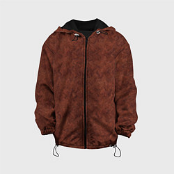 Куртка с капюшоном детская Красно-коричневый имитация меха, цвет: 3D-черный