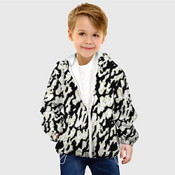 Куртка с капюшоном детская Размытый пятнистый чёрно-белый, цвет: 3D-белый — фото 2