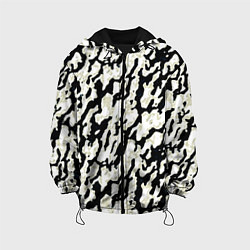 Куртка с капюшоном детская Размытый пятнистый чёрно-белый, цвет: 3D-черный