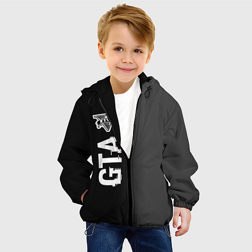 Детская куртка GTA glitch на темном фоне по-вертикали / 3D-Черный – фото 4
