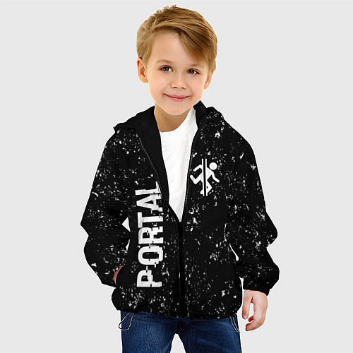 Детская куртка Portal glitch на темном фоне вертикально / 3D-Черный – фото 4