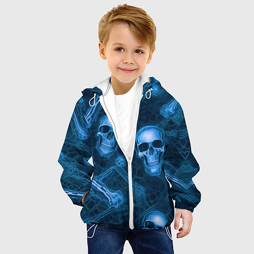 Детская куртка Синие черепа и кости / 3D-Белый – фото 4