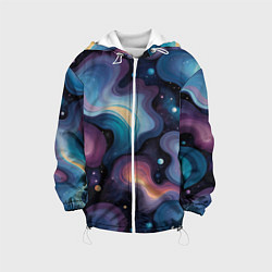 Куртка с капюшоном детская Космические волны и звездная пыль, цвет: 3D-белый