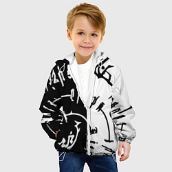 Куртка с капюшоном детская Астарион - знак на спине чб, цвет: 3D-белый — фото 2