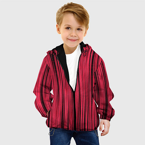 Детская куртка Абстрактные полосы розовые / 3D-Черный – фото 4
