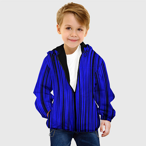 Детская куртка Абстрактные полосы ультрамарин / 3D-Черный – фото 4