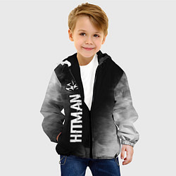 Куртка с капюшоном детская Hitman glitch на темном фоне по-вертикали, цвет: 3D-черный — фото 2