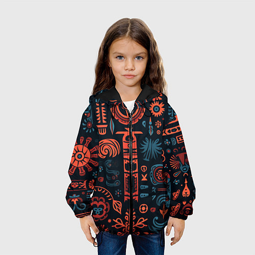Детская куртка Абстрактный паттерн в славянской стилистике / 3D-Черный – фото 3