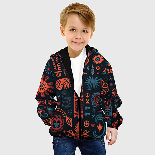 Детская куртка Абстрактный паттерн в славянской стилистике / 3D-Черный – фото 4