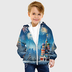 Куртка с капюшоном детская Новогодняя Москва, цвет: 3D-белый — фото 2