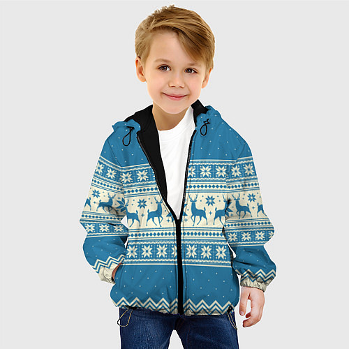 Детская куртка Sweater with deer on a blue background / 3D-Черный – фото 4