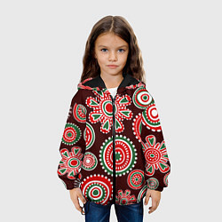 Куртка с капюшоном детская Новогодний принт красный, цвет: 3D-черный — фото 2