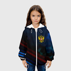 Куртка с капюшоном детская Спортивная россия герб, цвет: 3D-белый — фото 2