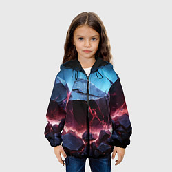 Куртка с капюшоном детская Разлом больших камней, цвет: 3D-черный — фото 2