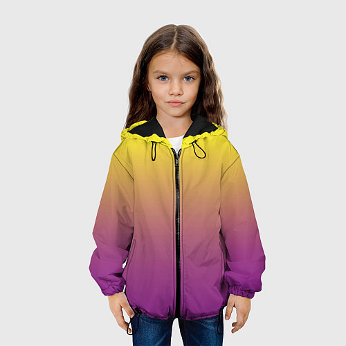 Детская куртка Желто-фиолетовый градиент / 3D-Черный – фото 3