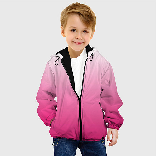 Детская куртка Бело-розовый градиент / 3D-Черный – фото 4