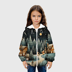 Куртка с капюшоном детская Волшебная ночь в деревне, цвет: 3D-белый — фото 2