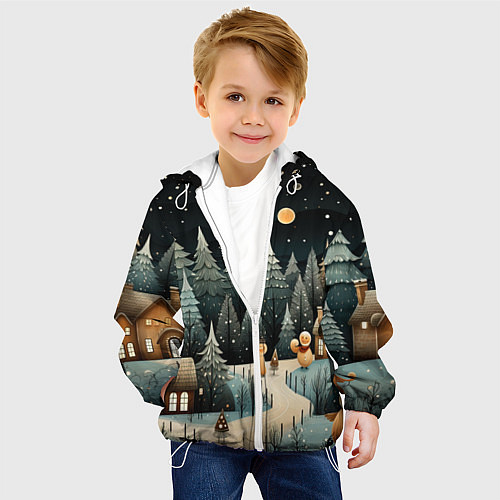 Детская куртка Волшебная ночь в деревне / 3D-Белый – фото 4