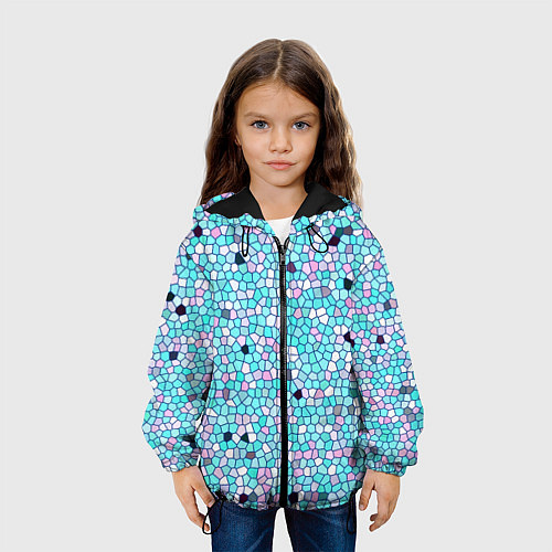 Детская куртка Мозаика розово-голубая / 3D-Черный – фото 3