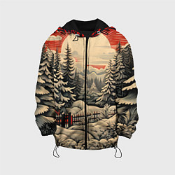 Куртка с капюшоном детская Блеск снежинок новогодний стиль, цвет: 3D-черный