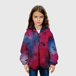 Куртка с капюшоном детская Акварельные брызги в розовом, цвет: 3D-черный — фото 2