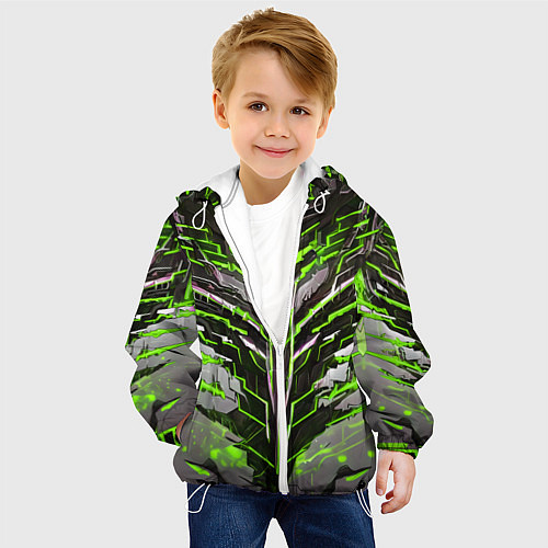Детская куртка Киберпанк доспех зелёный / 3D-Белый – фото 4